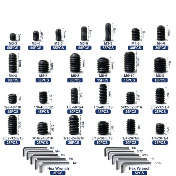 Zuorery Set Screws 830 Pcs Alloy Steel Assortment Kit-1