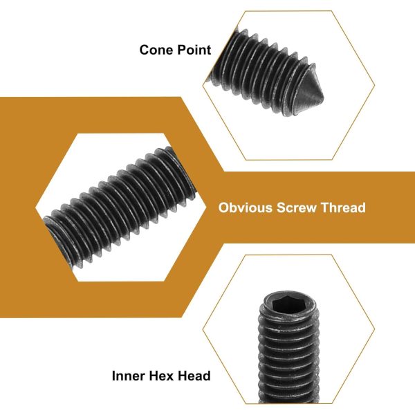 Uxcell Brass Grub Screws Self Tapping Cone Point Industrial-2