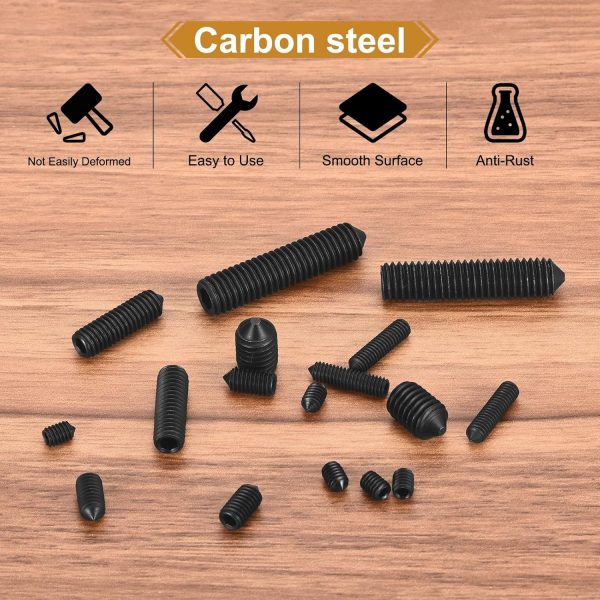 Uxcell Brass Grub Screws Self Tapping Cone Point Industrial-3