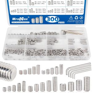 MroMax Stainless Steel Set Screws Assortment Kit 300 Pcs-0
